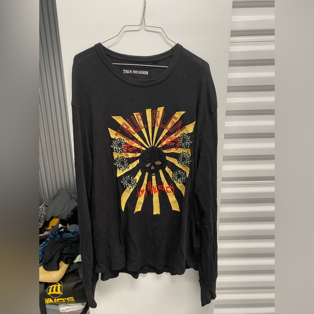 True Religion Black and Yellow Long Sleeve Tee